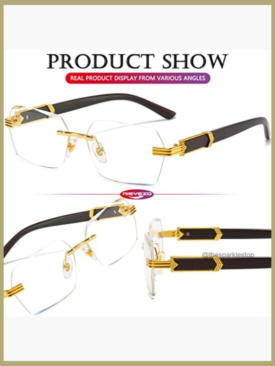 Retro Rimless Rectangular Sunglasses Vintage Frameless Unisex Tinted UV main image 5